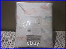 Pottery Barn Kid Rainbow Showers QN Sheet Set & Embroidered Smiling Cloud Pillow