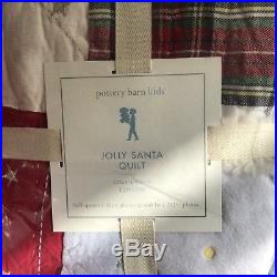 Pottery Barn Kids 7-pc Jolly Santa FQ Quilt 2 EURO Shams & FULL RED Sheets Set
