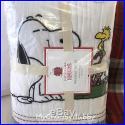 Pottery Barn Kids 7Pc PEANUTS F/Q QUILT 2 Shams & QUEEN Percale SHEETS Snoopy