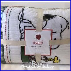 Pottery Barn Kids 7Pc PEANUTS F/Q QUILT 2 Shams & QUEEN Percale SHEETS Snoopy