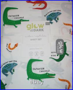 Pottery Barn Kids Aiden Reptiles Glow in the Dark Sheet Set FULL 4 Pieces