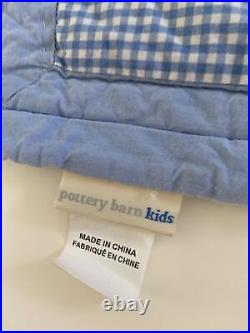 Pottery Barn Kids Airplane Crib Quilt&Fitted Sheet Retro White Blue Bedding Baby