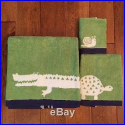 Pottery Barn Kids Alligator Jacquard Bath hand wash Towel shower curtain mat