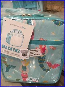 Pottery Barn Kids Aqua Mermaid Small Backpack Lunchbox Water Bottle Set New Girl