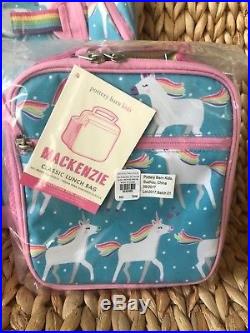 Pottery Barn Kids Aqua Unicorn Backpack Lunch Box Water bottle Thermos Case NWT