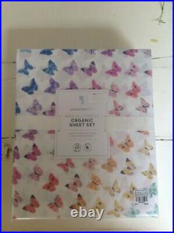Pottery Barn Kids Aria Butterfly Rainbow FULL sheet set organic NIP