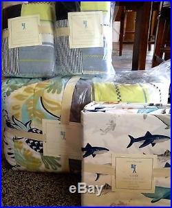 Pottery Barn Kids Asher surf patch whale FULL quilt shams sheet set patchwork