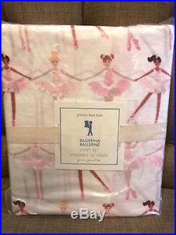 Pottery Barn Kids Ballerina Queen Sheet Set Dance Ballet Twirl Dancer Pink New