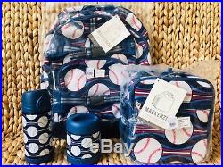 Pottery Barn Kids Baseball Large Backpack Lunchbox Water Bottle Thermos New Blue
