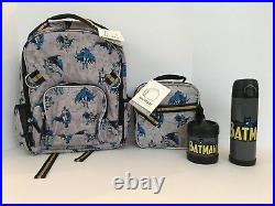 Pottery Barn Kids Batman Large Backpack Lunch Box Water Bottle Hot/Cold NEW NWT