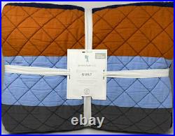Pottery Barn Kids Block Stripe FULL / QUEEN Quilt & 1 Sham Orange Blue Multi