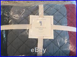 Pottery Barn Kids Block Stripe Quilt Twin Navy Red Gray Blue NEW