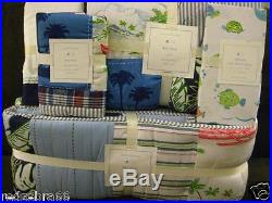 Pottery Barn Kids Boy Blue Key West Crib Bumper Quilt Sheet Skirt Sham Set 5-PC
