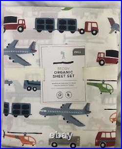 Pottery Barn Kids Brody Sheet Set FULL Cars, Trucks, Buses and Planes NWT