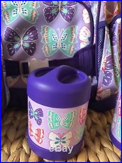 Pottery Barn Kids Butterflies Large Backpack Lunch Box Water bottle Thermos NWT