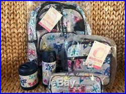 Pottery Barn Kids Butterfly Backpack Lunch Box Water Bottle Thermos Case Set New
