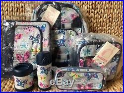Pottery Barn Kids Butterfly Large Backpack Lunch Box Water Bottle Thermos 6 Pc
