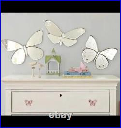 Pottery Barn Kids Butterfly Mirrors Wall Decor Set Of 3 Beveled