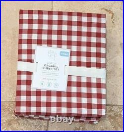 Pottery Barn Kids Check Organic Queen Sheet Set In Red