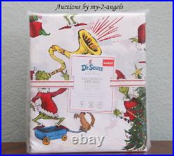 Pottery Barn Kids Christmas Dr. Seuss THE GRINCH AND MAX Cotton Queen Sheet Set