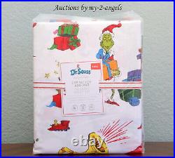 Pottery Barn Kids Christmas Dr. Seuss's THE GRINCH AND MAX Cotton Full Sheet Set