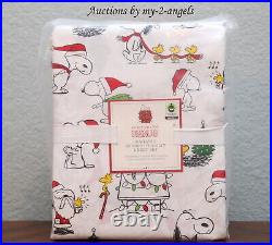 Pottery Barn Kids Christmas PEANUTS HOLIDAY Organic Cotton Full Sheet Set snoopy