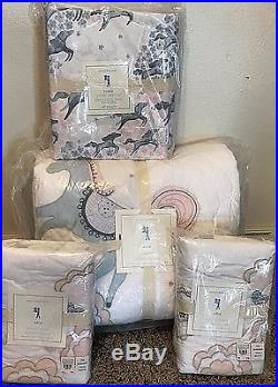 Pottery Barn Kids Clara Horse FULL quilt standard shams sateen sheet set ARIA