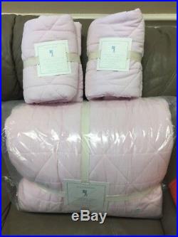 Pottery Barn Kids Corduroy Cozy Plush Quilt Shams Full/Queen Light Pink New