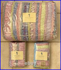 Pottery Barn Kids Cottage Ribbon Full Queen Quilt & 2 Standard Pillow Shams