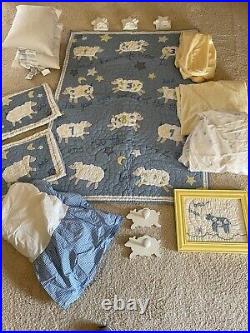Pottery Barn Kids Counting Sheep complete nursery set, cribs sheets, quilt
