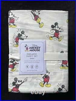 Pottery Barn Kids Disney Mickey Mouse Organic Queen Sheet Set New With Tags