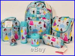 Pottery Barn Kids Disney Princess Backpack Large Girls Bookbag Lunchbox New 7pc