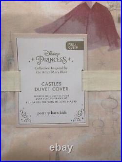 Pottery Barn Kids Disney Princess Castles Full/Queen Duvet Pink & 2 SHAMS NWT