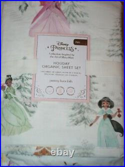 Pottery Barn Kids Disney Princess Holiday Organic Sheet Set FULL New 4 Pieces