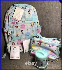Pottery Barn Kids Disney Princess Large Backpack Lunch Hot Cold Pencil Set New
