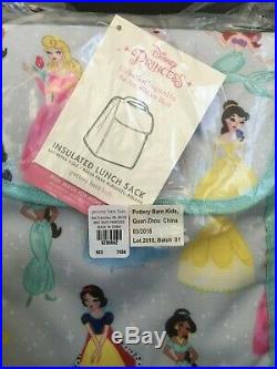 Pottery Barn Kids Disney Princess Small Backpack Lunch Water Hot Cold Set NEW