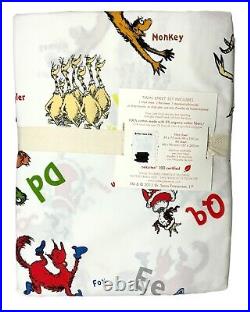 Pottery Barn Kids Dr. Seuss 75th Anniversary Twin Fitted/Flat Sheet Set, NEW