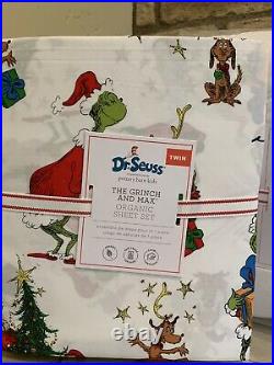 Pottery Barn Kids Dr. Seuss The Grinch Twin Quilt Sham Sheet Set Max Christmas