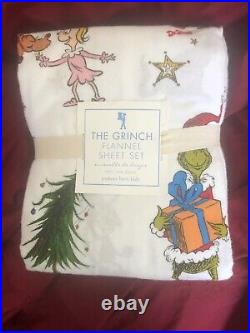 Pottery Barn Kids Dr. Seuss's The Grinch & MaxT Flannel Sheet Set TWIN NWT NLA