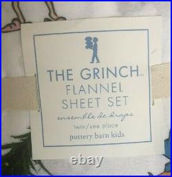 Pottery Barn Kids Dr. Seuss's The Grinch & MaxT Flannel Sheet Set TWIN NWT NLA