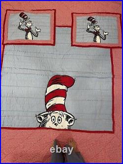 Pottery Barn Kids Dr. Suess Cat In The Hat Full quilt & 2 Shams