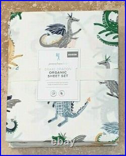 Pottery Barn Kids Drake Dragon Organic Queen Sheet Set White/multicolor