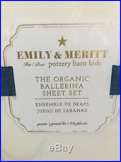 Pottery Barn Kids Emily & Meritt Queen Ballerina Sheet Set Organic New Swan Pink