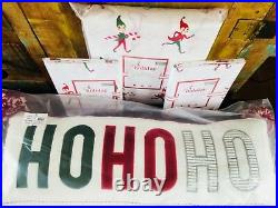 Pottery Barn Kids FULL QUEEN Duvet Elf Cotton 2 Shams Ho Ho Ho Pillow Christmas