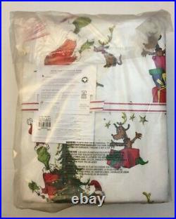 Pottery Barn Kids Flannel Dr Seuss The Grinch & Max Christmas Queen Sheet Set