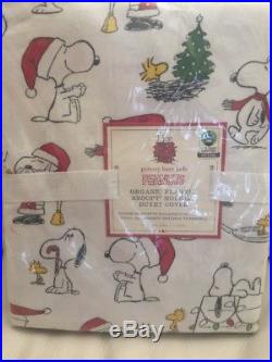 Pottery Barn Kids Flannel Holiday Peanuts Twin Duvet Sham Snoopy Christmas