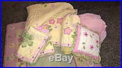Pottery Barn Kids Floral Daisy Complete Room Quilt Set Rug Sheets Shams Pillows