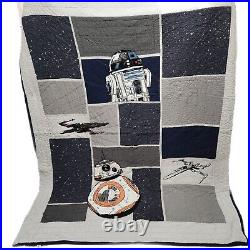 Pottery Barn Kids Full/Queen Star Wars BB-8 R2D2 x Wing Droid Quilt Blanket VTG