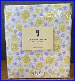 Pottery Barn Kids Full Size 100% Cotton Sunflower Sheet Set Flat, Fitted 2 Cases