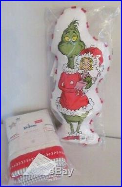 Pottery Barn Kids GRINCH Christmas 2019 QUILTED SHAM & POM POM PILLOW 2PCS NEW